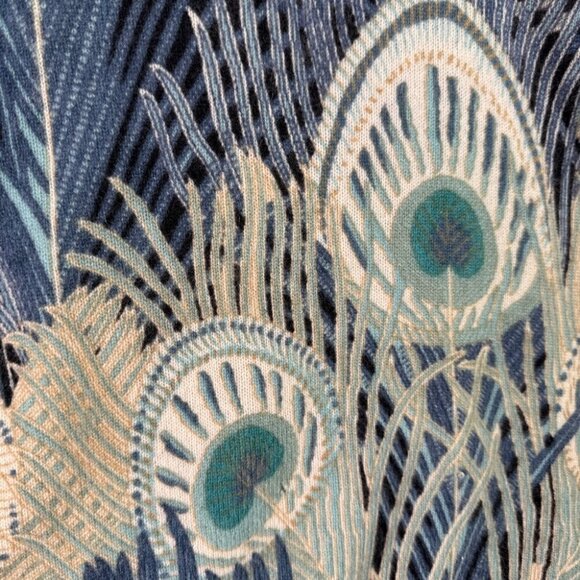 Talbots Petite Pure Cashmere Sweater Peacock Feather Print Quiet Luxury Size SP - Picture 13 of 15